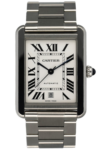 Cartier Tank Solo XL Silver Dial Automatic Steel W5200028 Men's Watch