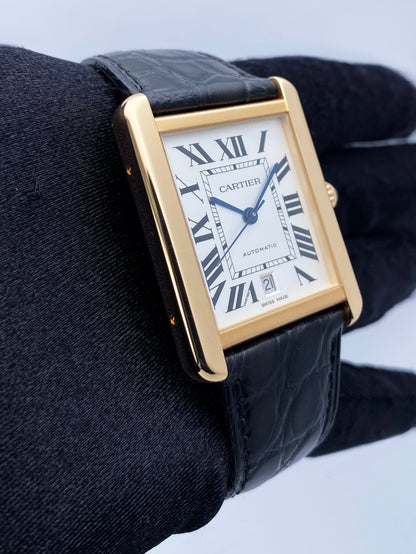 Cartier Tank Solo XL W5200026 18K Rose Gold Mens Watch Box Papers