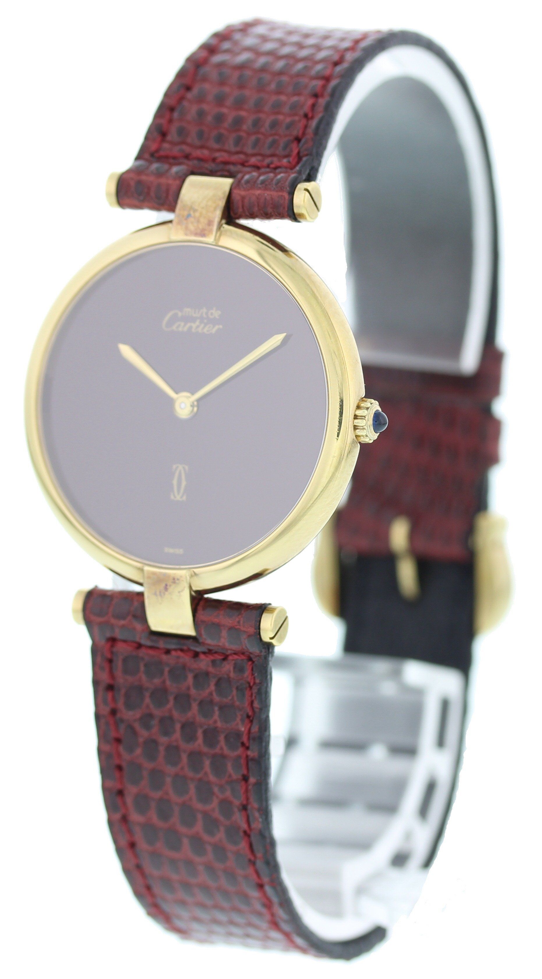 Cartier Vendome Argent Burgundy Dial Vintage - Wristwatch