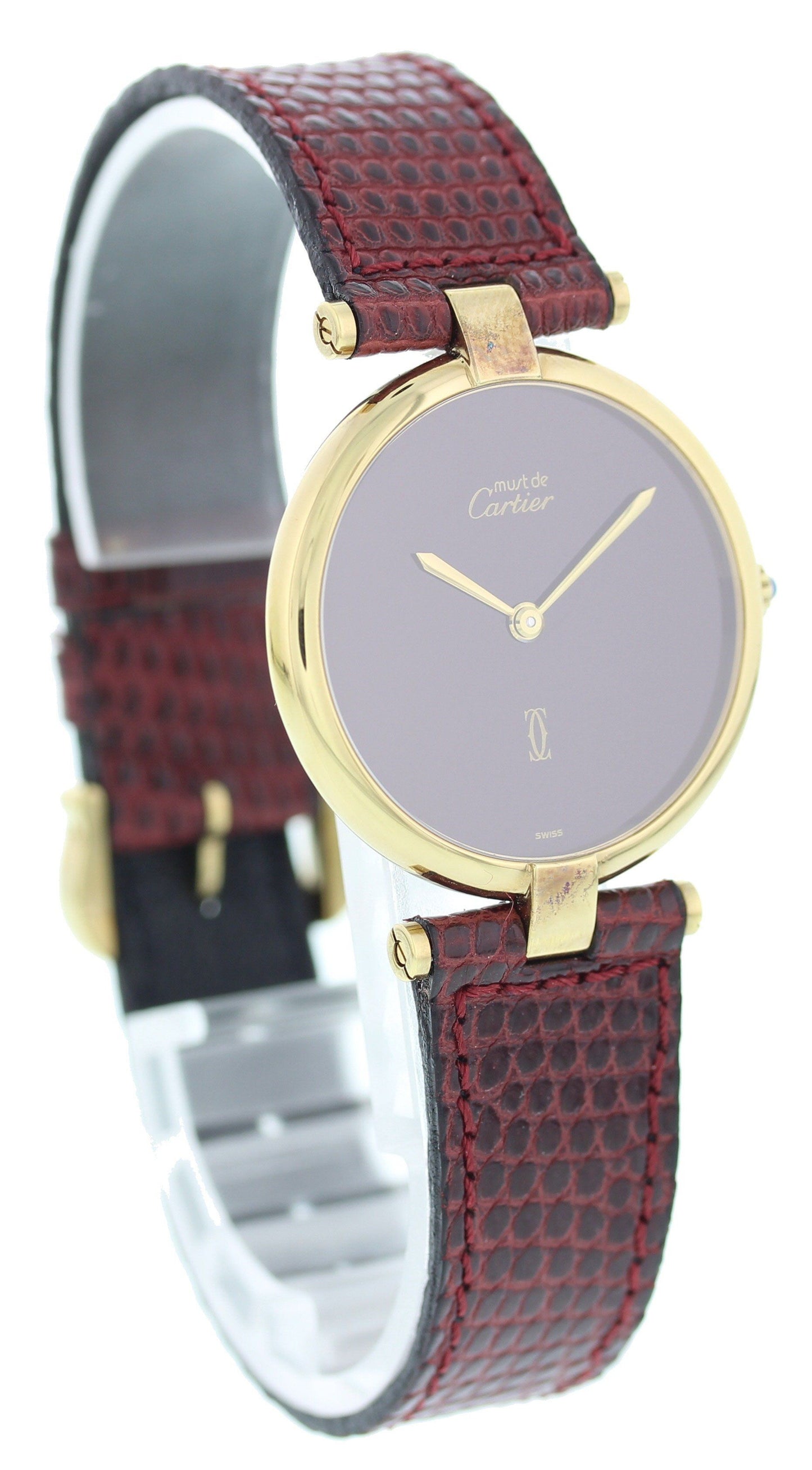 Cartier Vendome Argent Burgundy Dial Vintage - Wristwatch
