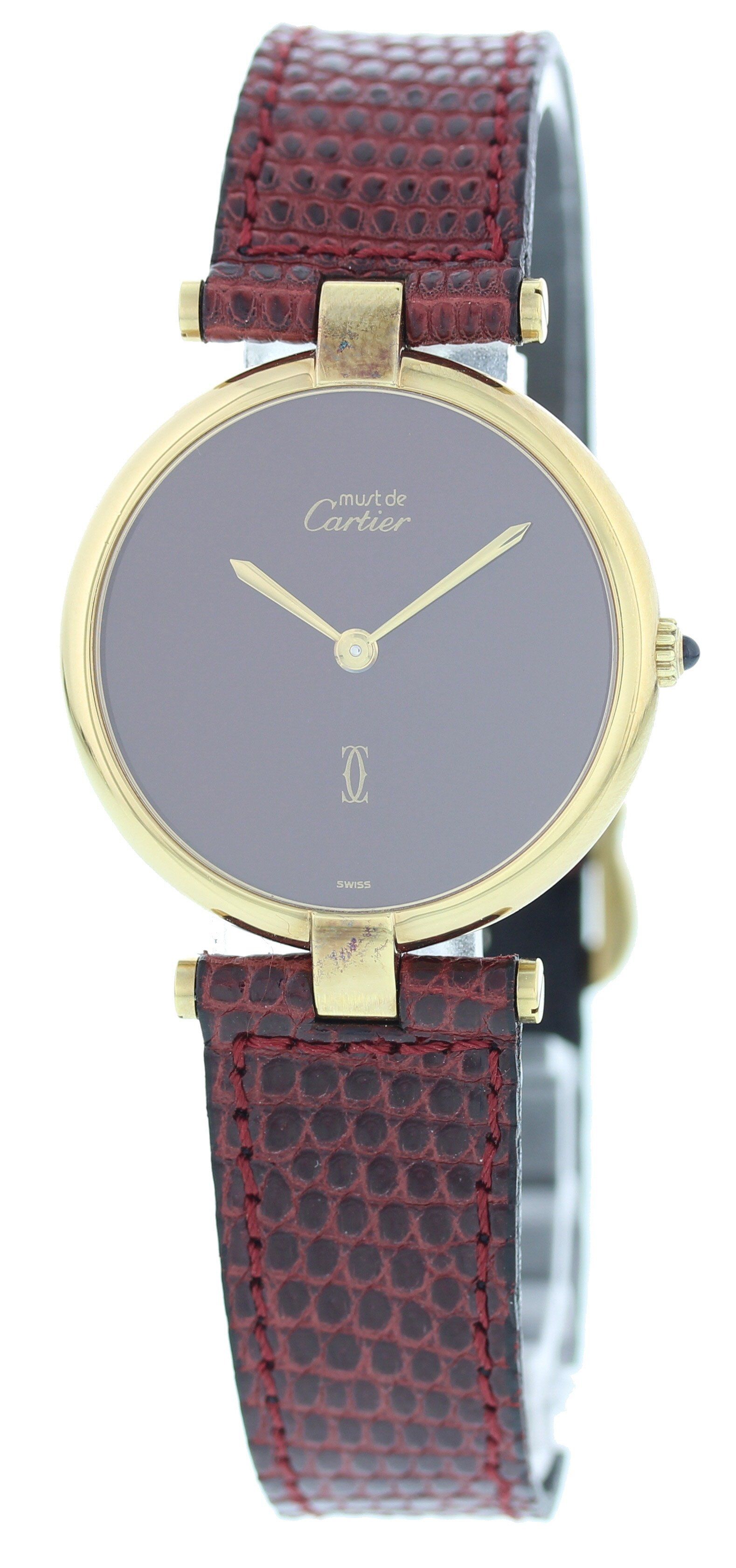 Cartier Vendome Argent Burgundy Dial Vintage - Wristwatch