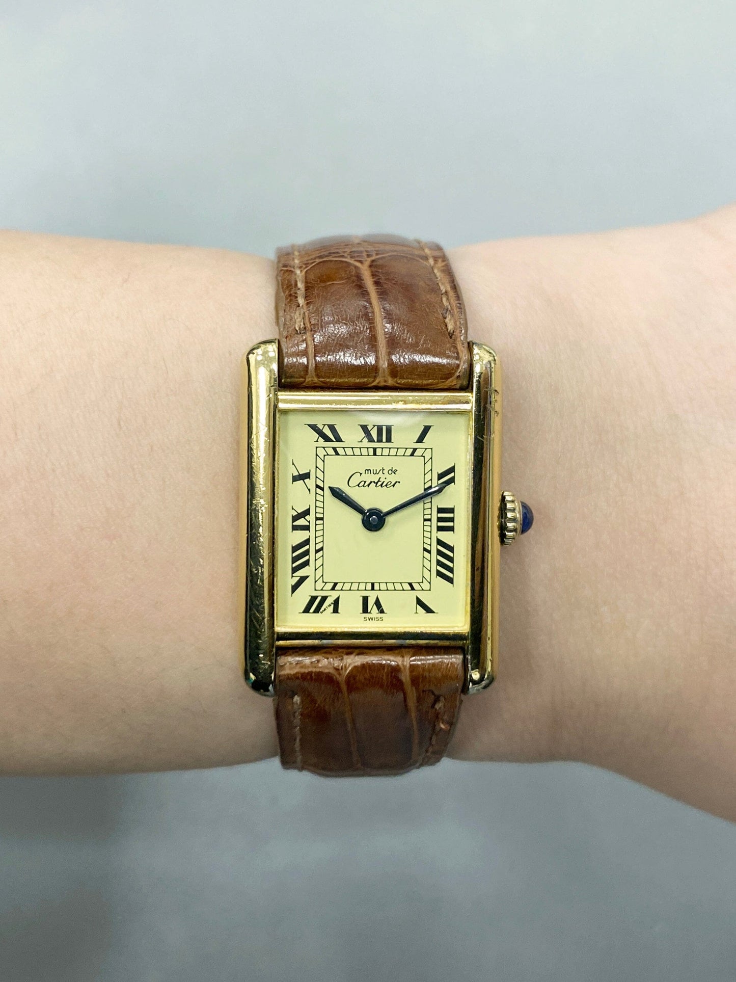 Cartier Vermeil Tank Must 925 18K Yellow Gold Ladies Watch - Wristwatch