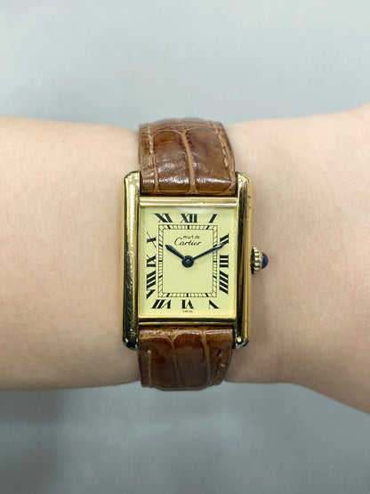 Cartier Vermeil Tank Must 925 18K Yellow Gold Ladies Watch - Wristwatch
