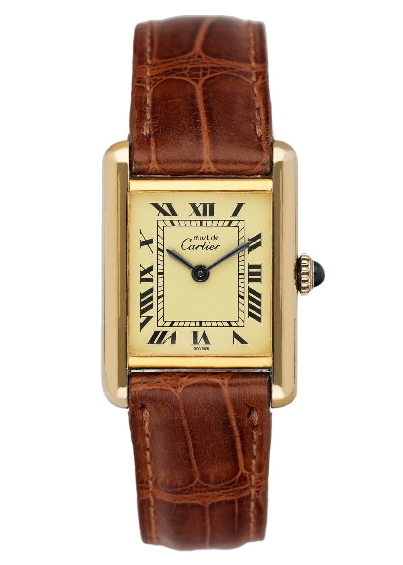 Cartier Vermeil Tank Must 925 18K Yellow Gold Ladies Watch - Wristwatch