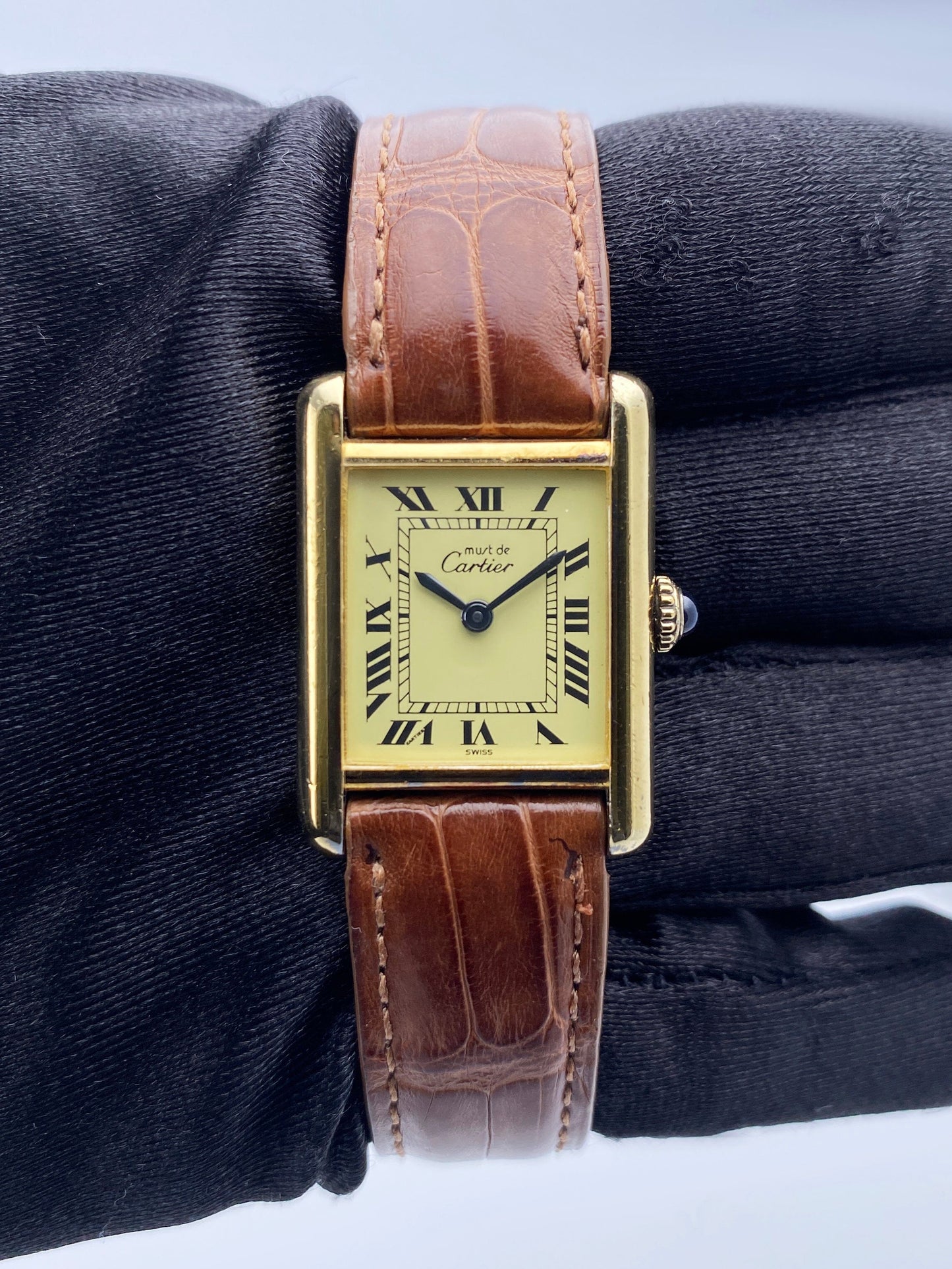 Cartier Vermeil Tank Must 925 18K Yellow Gold Ladies Watch - Wristwatch