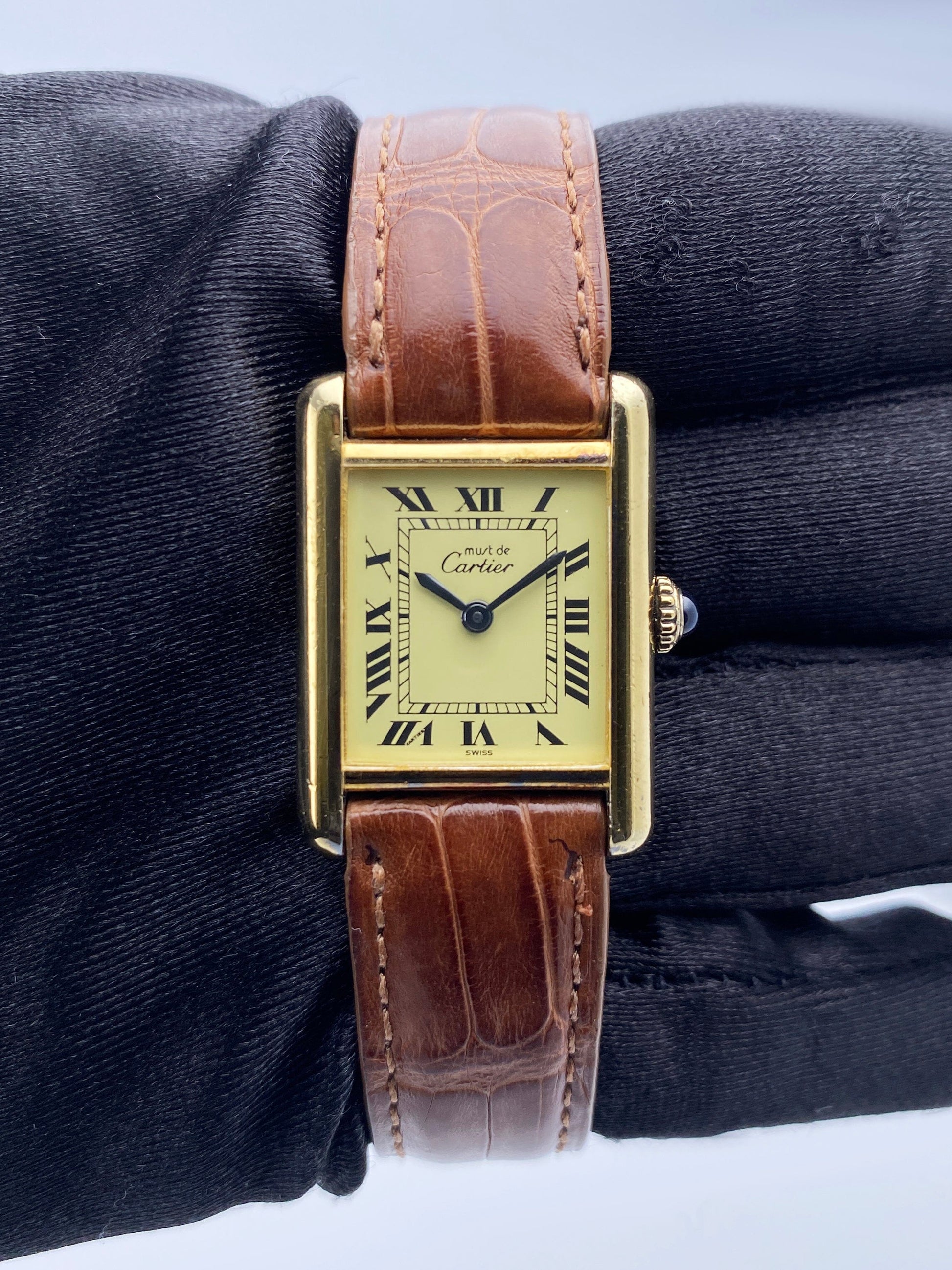 Cartier Vermeil Tank Must 925 18K Yellow Gold Ladies Watch - Wristwatch
