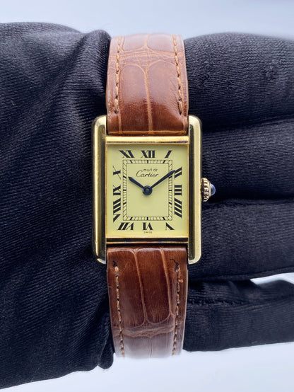 Cartier Vermeil Tank Must 925 18K Yellow Gold Ladies Watch - Wristwatch