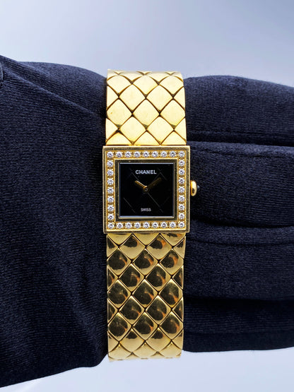 Chanel Matellasse Diamond Bezel 18K Yellow Gold Ladies Watch