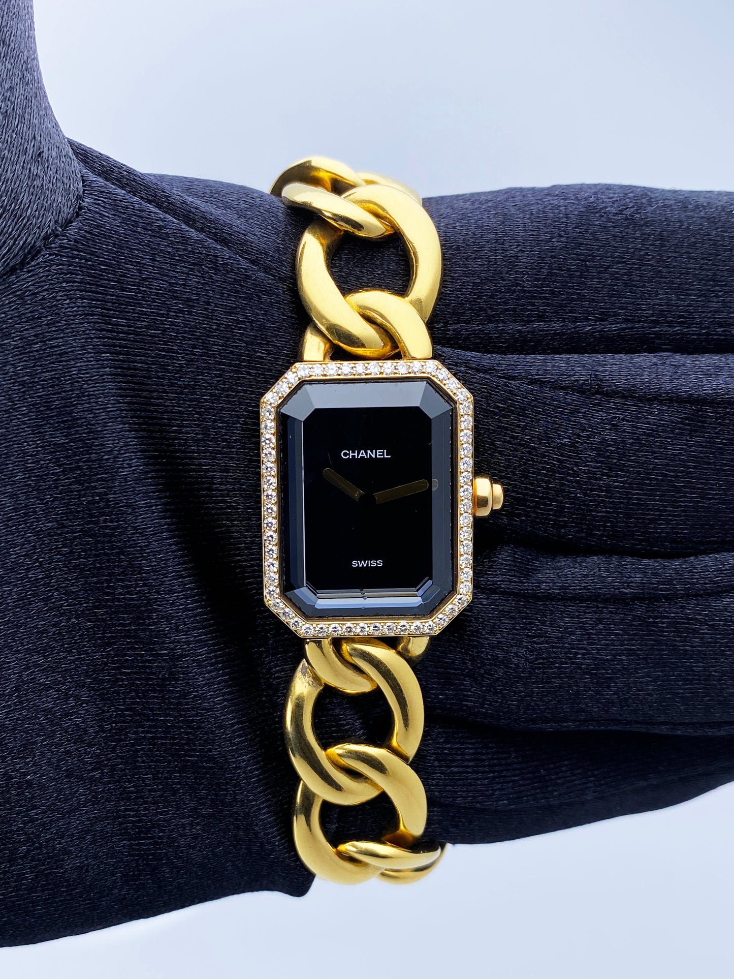 Chanel Paris 18K Yellow Gold & Diamond Bezel Onyx Dial Ladies Watch - Virtual