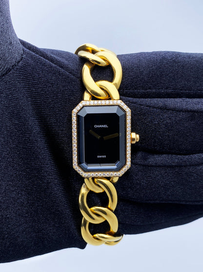 Chanel Paris 18K Yellow Gold & Diamond Bezel Onyx Dial Ladies Watch - Virtual