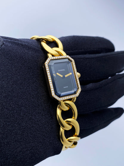 Chanel Paris 18K Yellow Gold & Diamond Bezel Onyx Dial Ladies Watch - Virtual