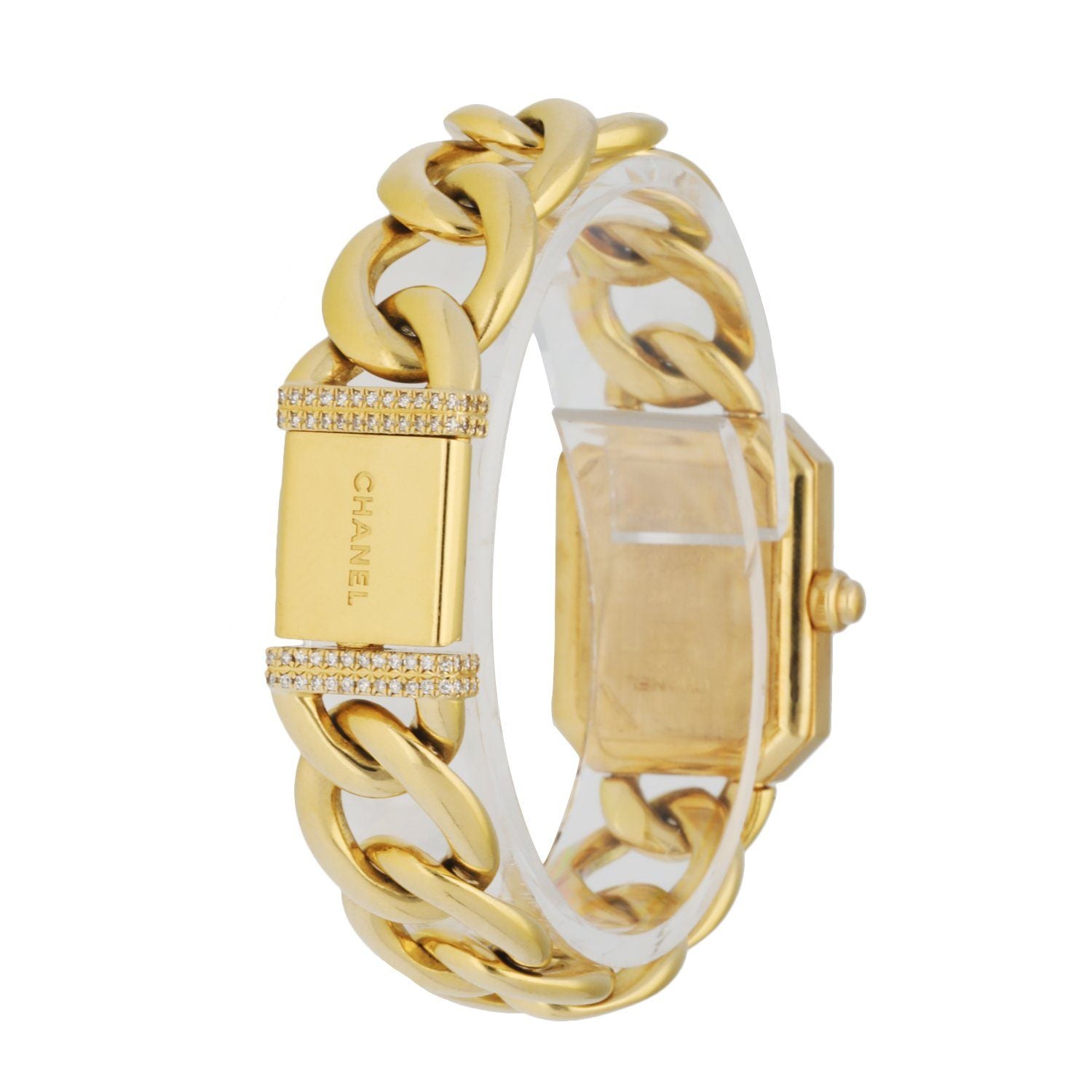 Chanel Paris 18K Yellow Gold & Diamond Bezel Onyx Dial Ladies