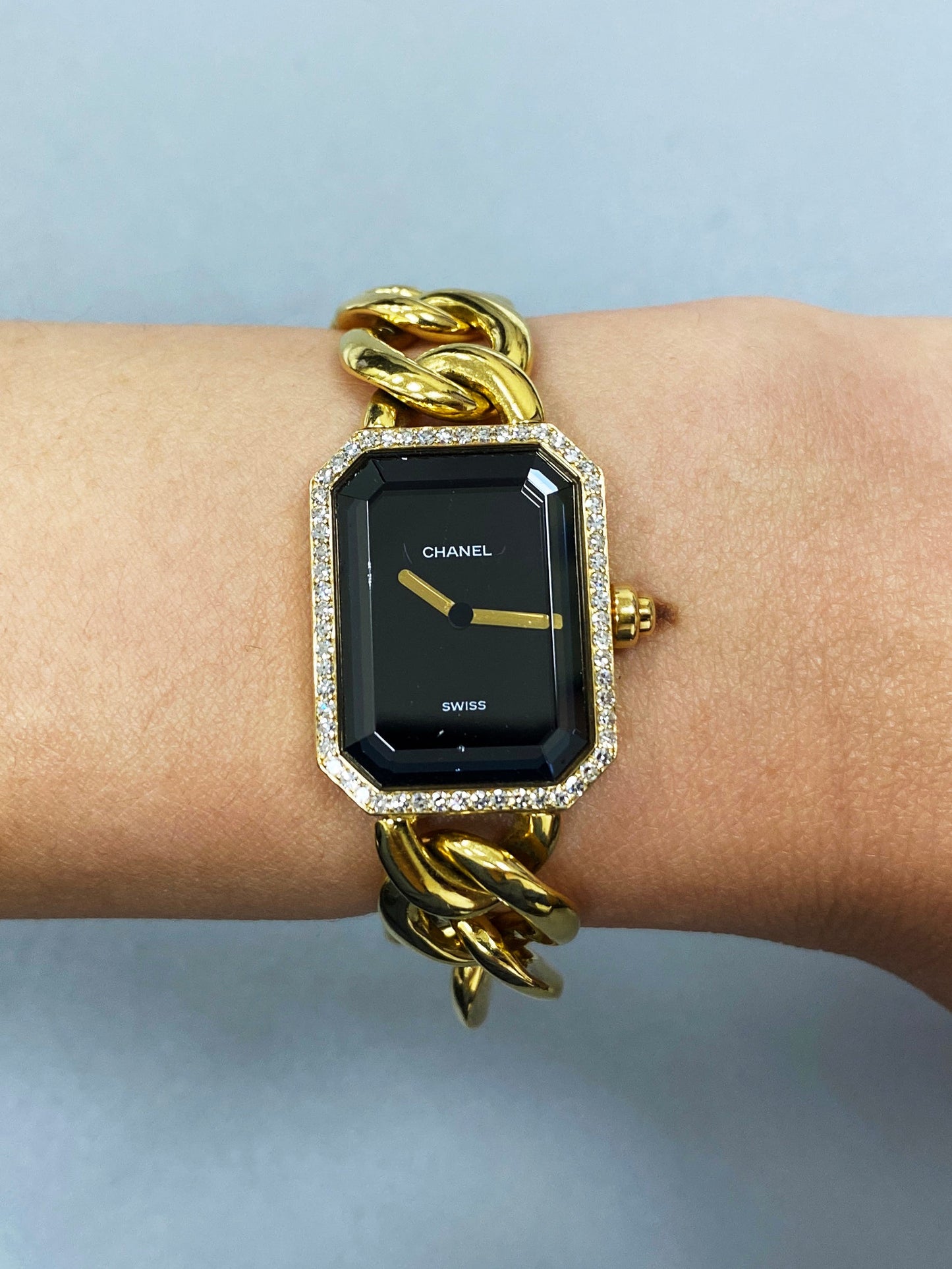 Chanel Paris 18K Yellow Gold & Diamond Bezel Onyx Dial Ladies Watch - Virtual