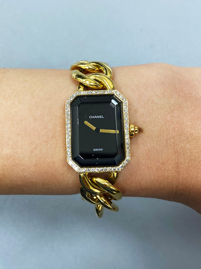 Chanel Paris 18K Yellow Gold & Diamond Bezel Onyx Dial Ladies Watch - Virtual