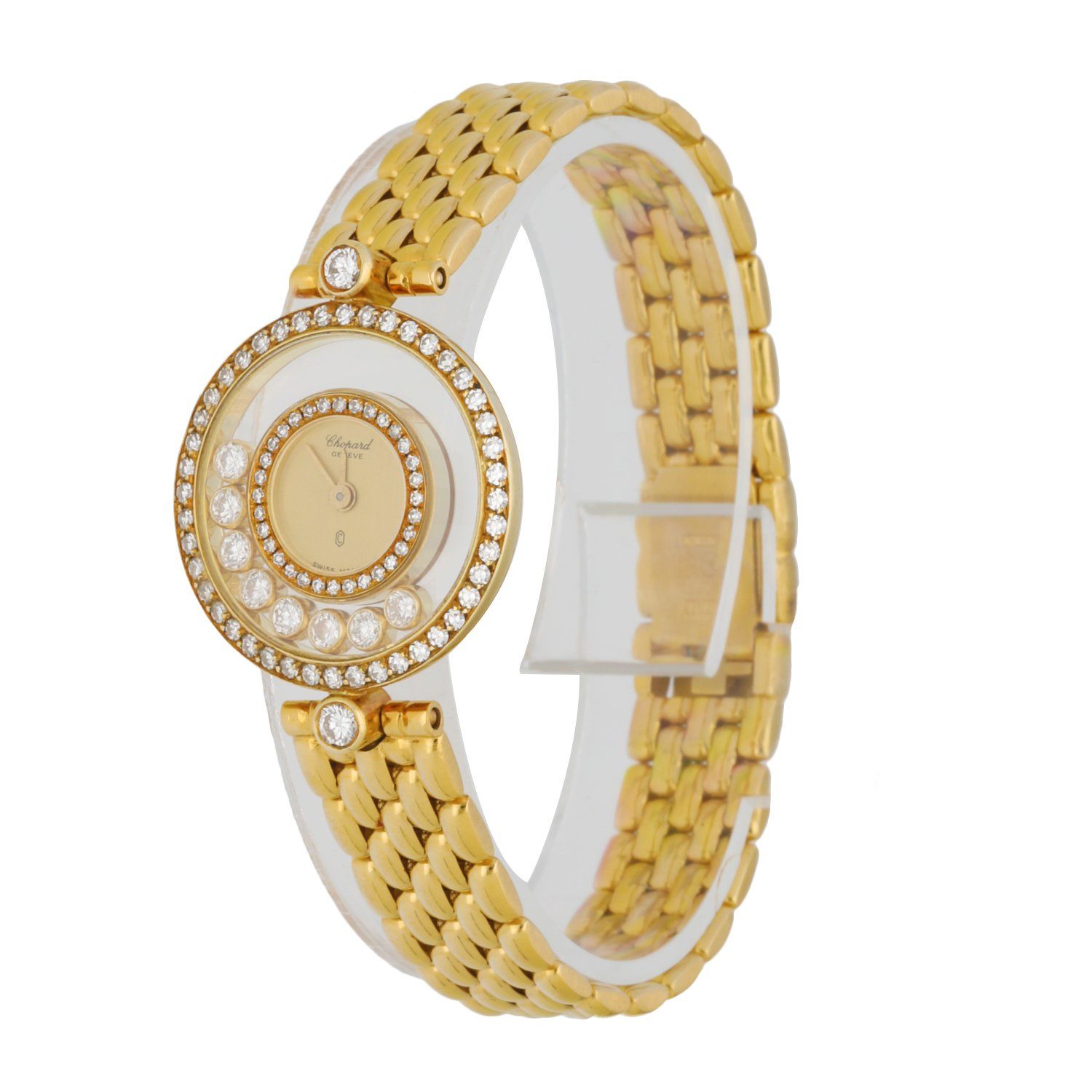 Chopard Happy diamonds 4054 18K Yellow Gold W/Diamond Bezel Box & Papers