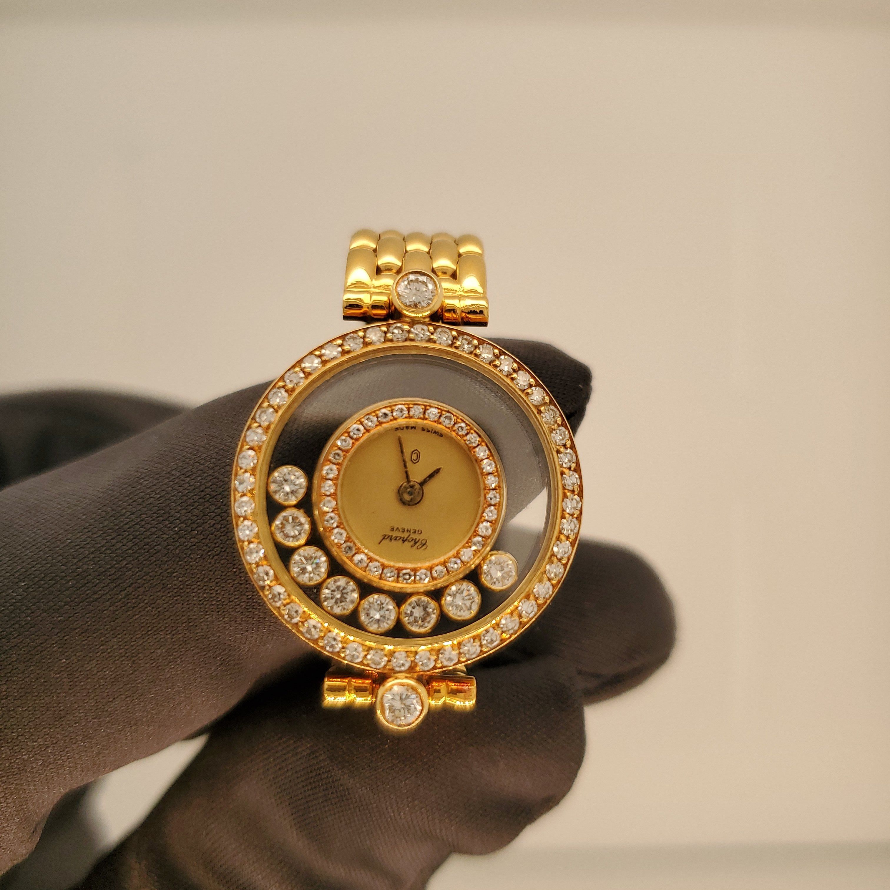玉*焼様 Chopard ホワイトゴールドリング エッジデザイン 52 Chopard Happy diamonds 4054 18K Yellow Gold W/Diamond Bezel – Phigora