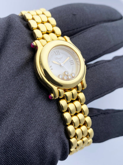 Chopard Happy Sport 27/6150-2 Diamond 18K Yellow Gold Ladies Watch