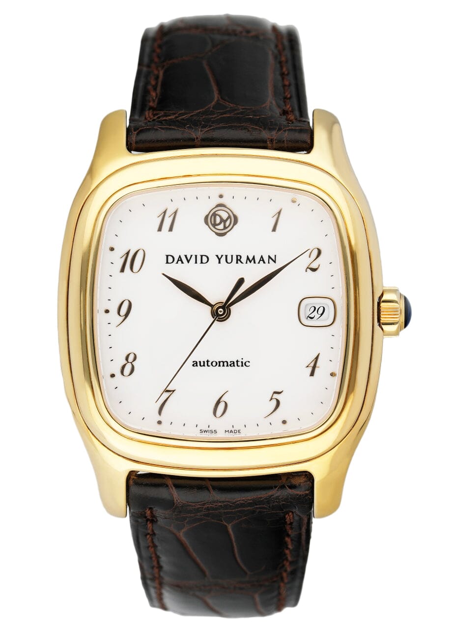 David Yurman Thoroughtbred T301-L88 White Dial 18K Yellow Gold Mens Watch - Watches