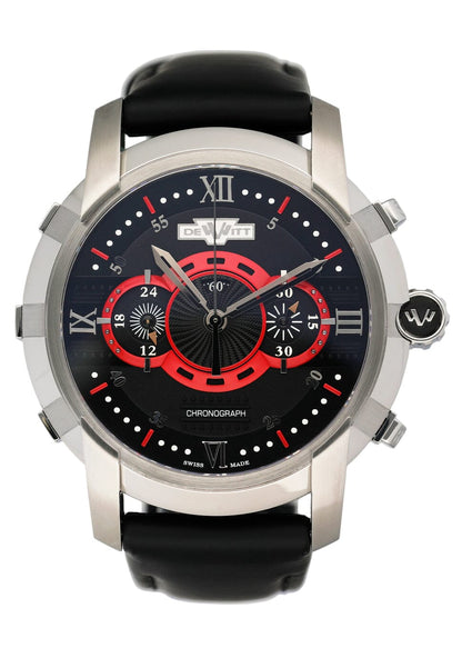 Dewitt Academia FTV.CHR.005.RFB Black & Red Dial Mens Watch Box Papers - Watches
