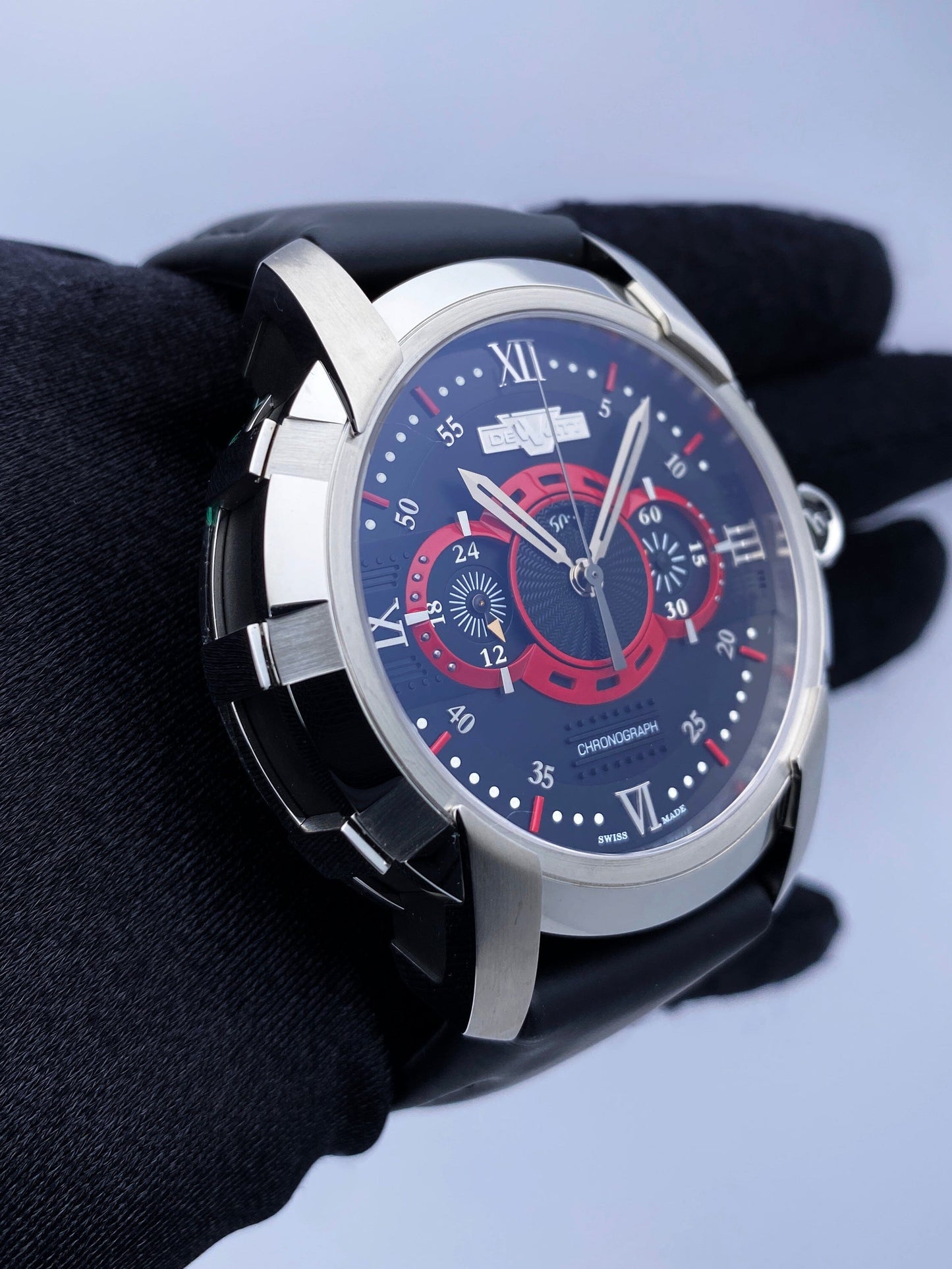 Dewitt Academia FTV.CHR.005.RFB Black & Red Dial Mens Watch Box Papers - Watches
