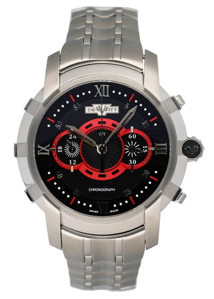 Dewitt Academia FTV.CHR.005.S1 Black & Red Dial Mens Watch Box Papers - Watches