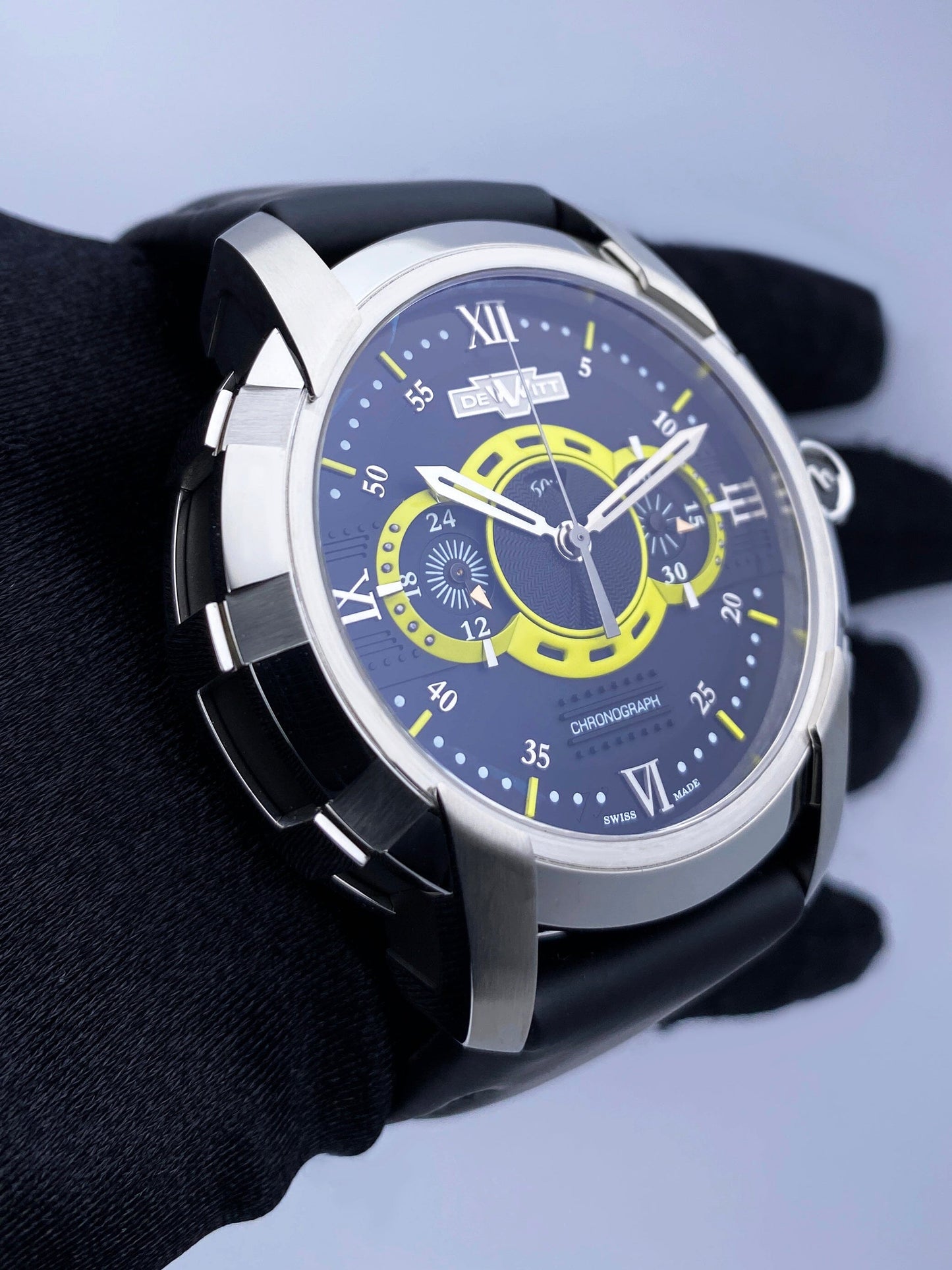 Dewitt Academia FTV.CHR.006.RFB Black & Yellow Dial Mens Watch Box Papers