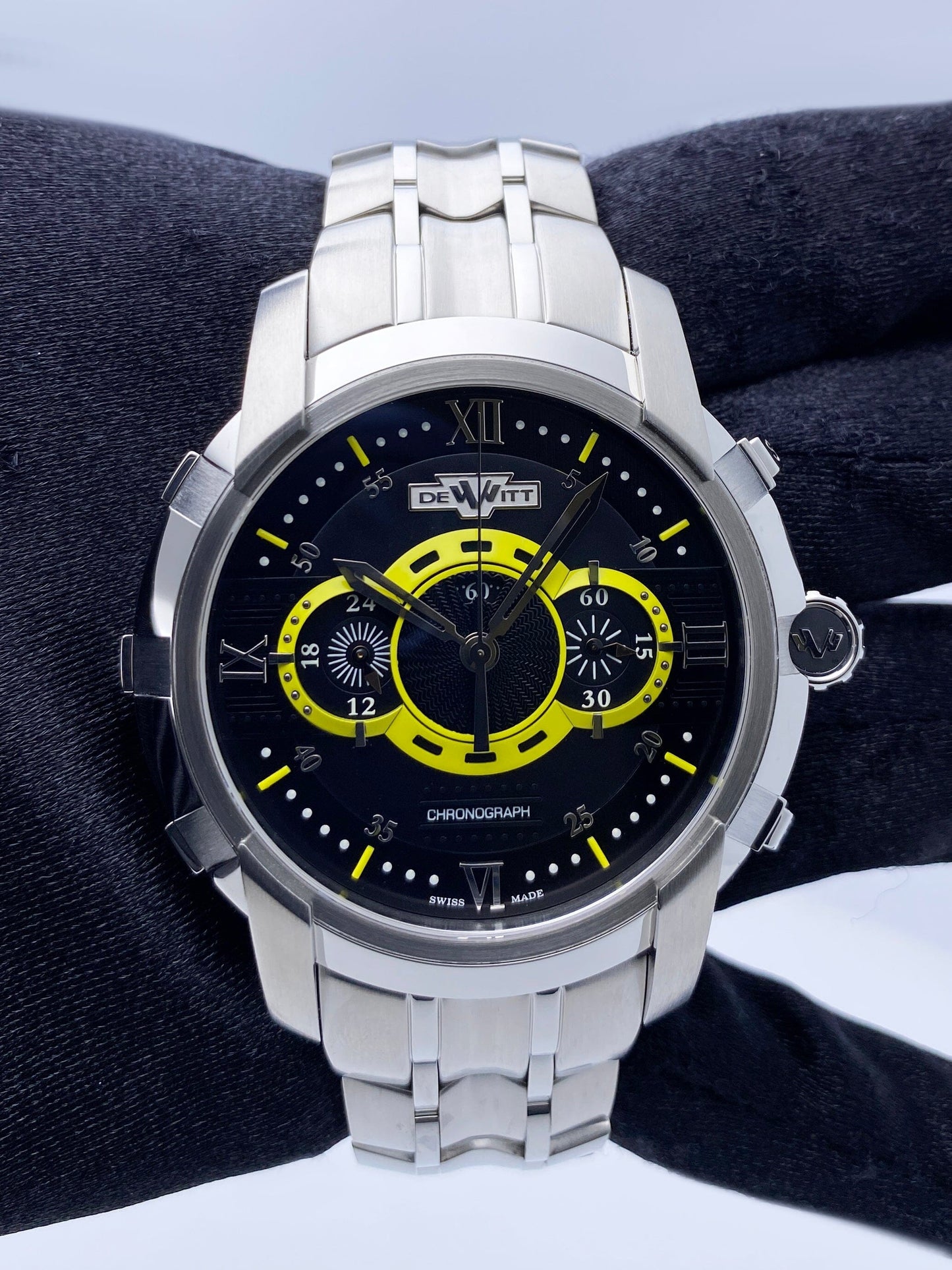 Dewitt Academia FTV.CHR.006.S2 Black & Yellow Dial Mens Watch Box Papers - Watches