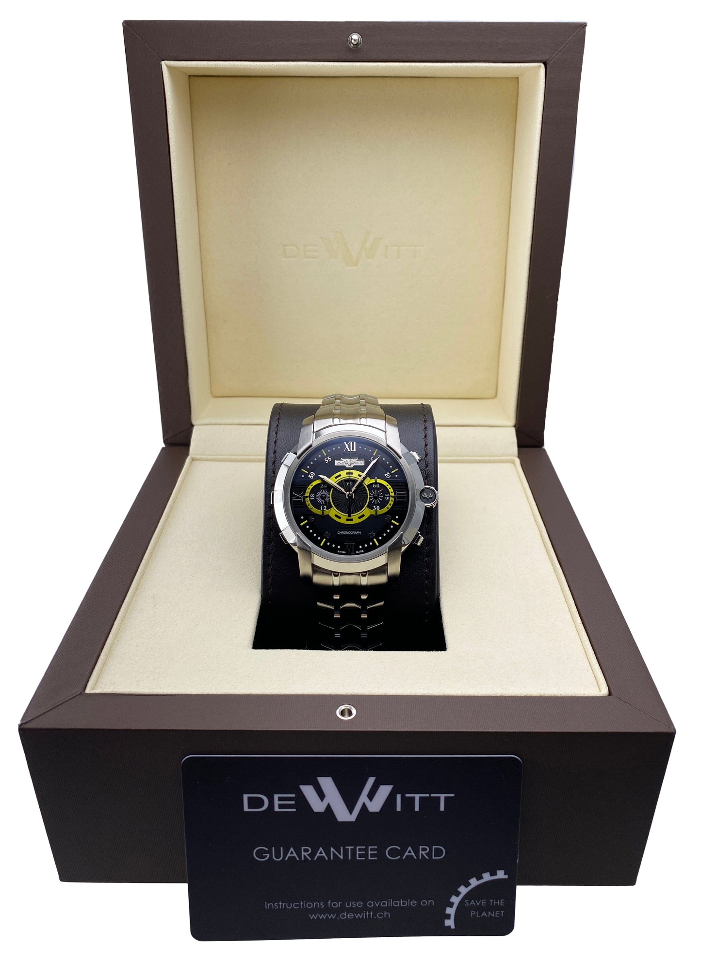 Dewitt Academia FTV.CHR.006.S2 Black & Yellow Dial Mens Watch Box Papers - Watches