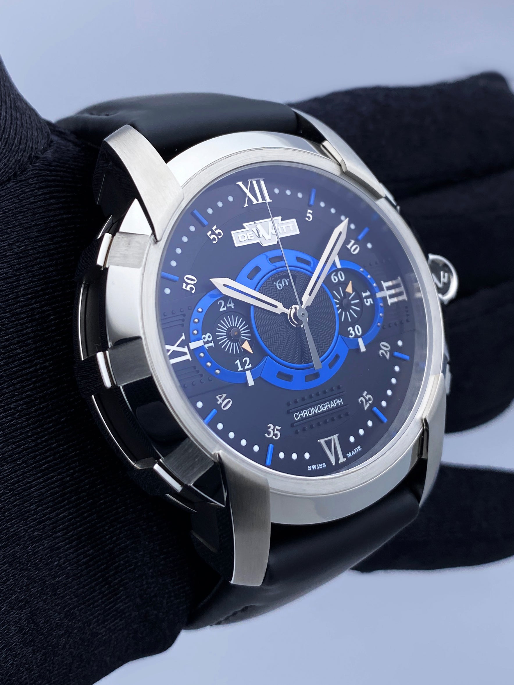 Dewitt Academia FTV.CHR.007.RFB Black Dial Mens Watch Box Papers - Wristwatch