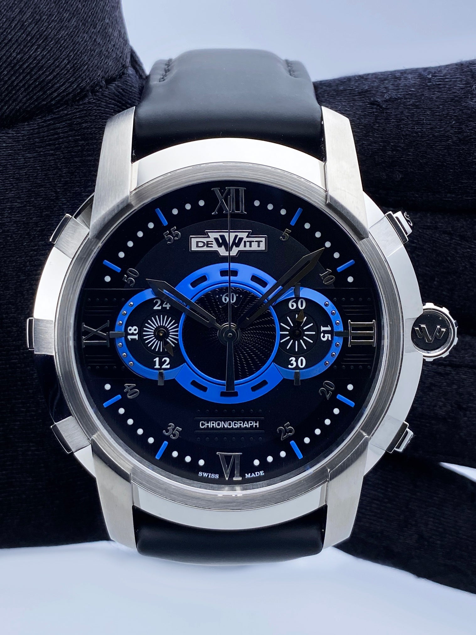 Dewitt Academia FTV.CHR.007.RFB Black Dial Mens Watch Box Papers - Wristwatch
