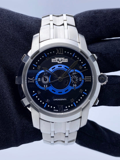 Dewitt Academia FTV.CHR.007.S4 Black & Blue Dial Mens Watch Box Papers