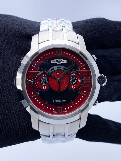 Dewitt Academia FTV.CHR.008.S Red Dial Mens Watch Box Papers