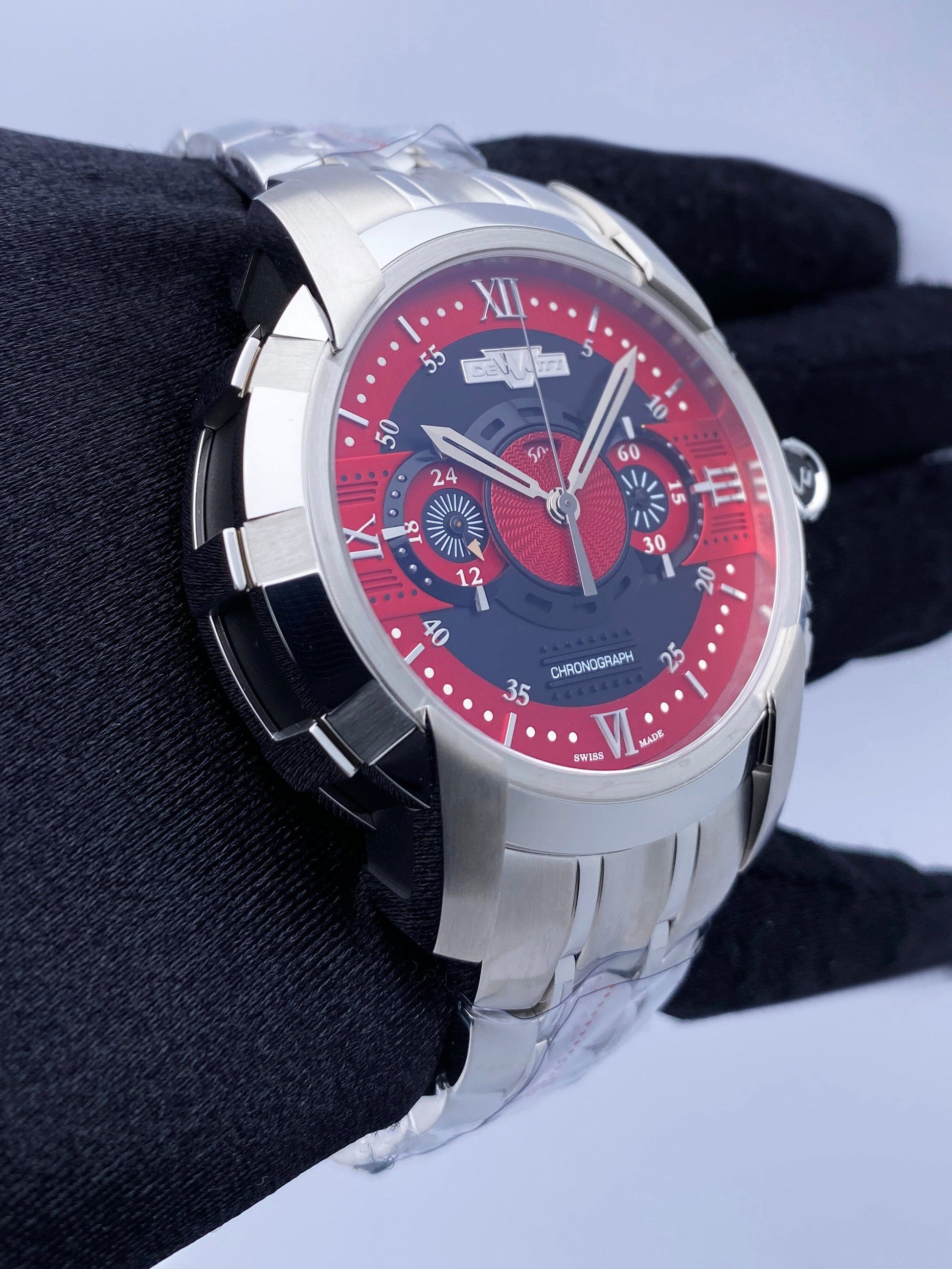 Dewitt Academia FTV.CHR.008.S Red Dial Mens Watch Box Papers