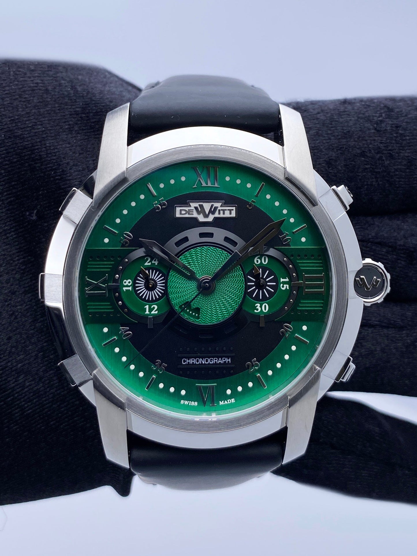 Dewitt Academia FTV.CHR.009.RFB Green Dial Mens Watch Box Papers