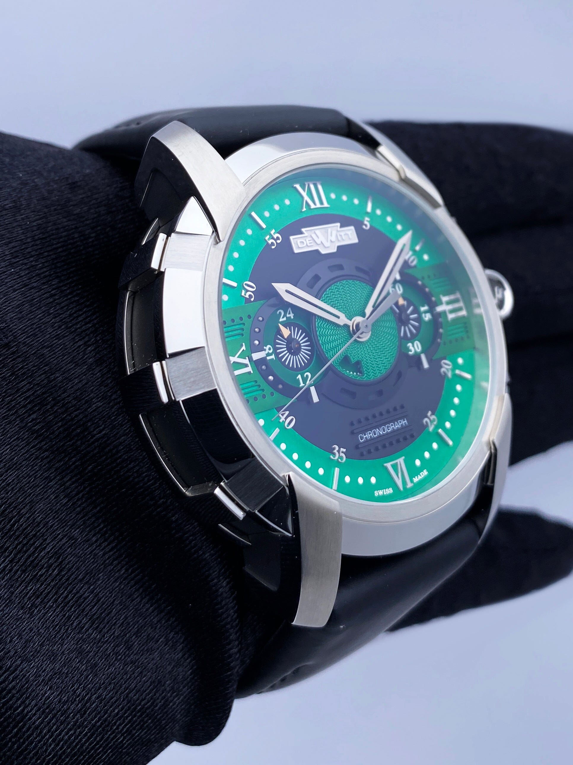 Dewitt Academia FTV.CHR.009.RFB Green Dial Mens Watch Box Papers