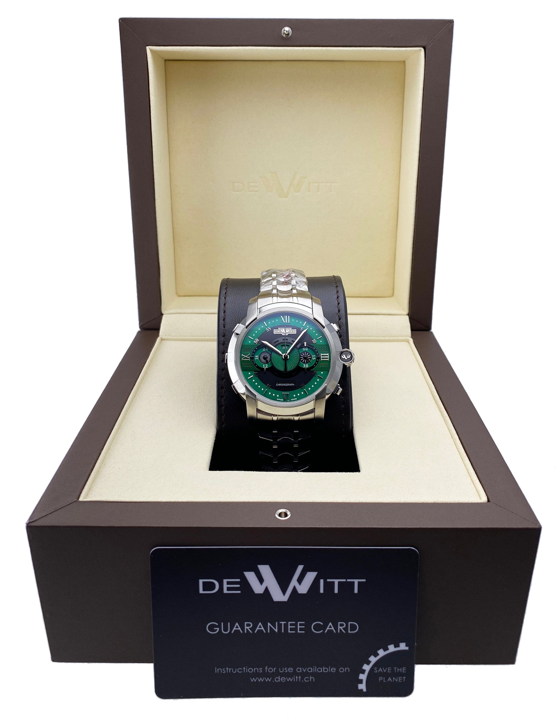 Dewitt Academia FTV.CHR.009.S3 Green Dial Mens Watch Box Papers - Watches