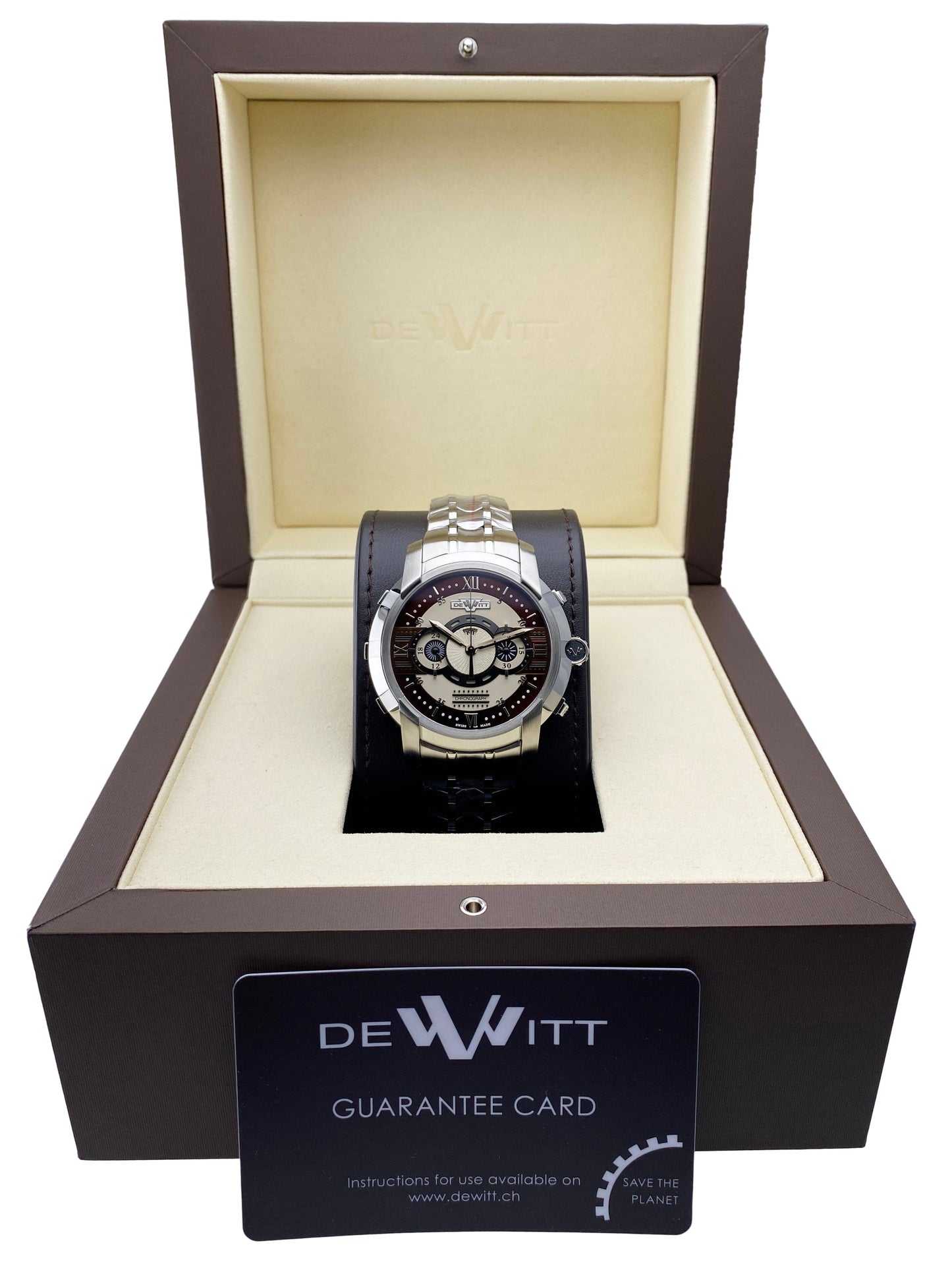 Dewitt Academia FTV.CHR.010.S5 Cream & Burgundy Dial Mens Watch Box Papers - Watches