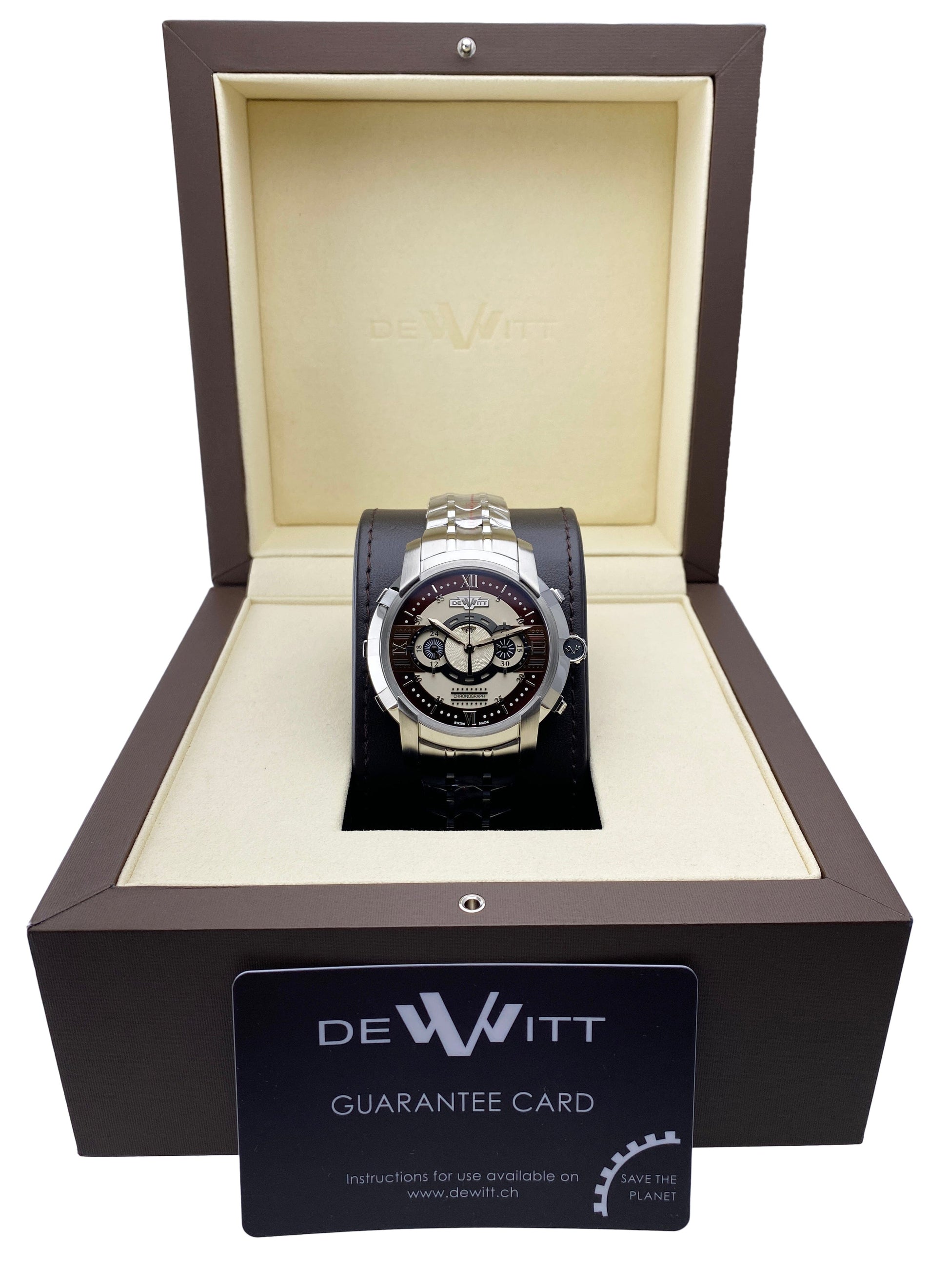 Dewitt Academia FTV.CHR.010.S5 Cream & Burgundy Dial Mens Watch Box Papers - Watches