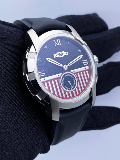 Dewitt Academia FTV.PTS.001.RFB Black & Red Dial Mens Watch Box Papers - Watches