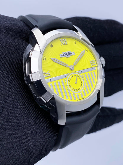 Dewitt Glorious Knight FTV.PTS.006.RPB Yellow Dial Mens Watch Box Papers - Watches