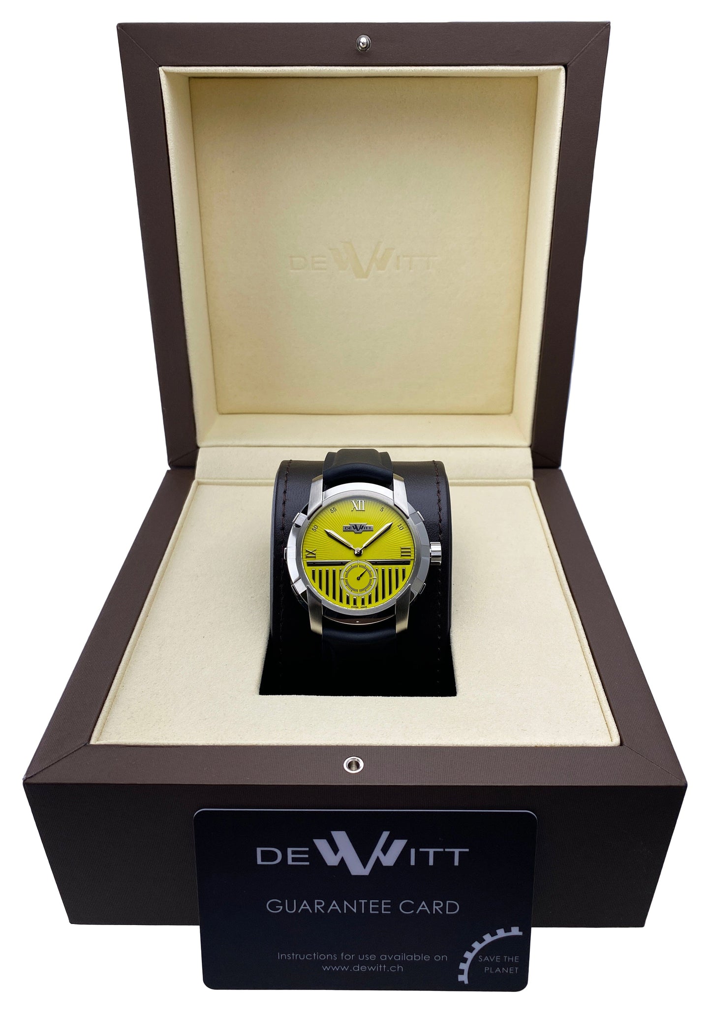 Dewitt Glorious Knight FTV.PTS.006.RPB Yellow Dial Mens Watch Box Papers - Watches
