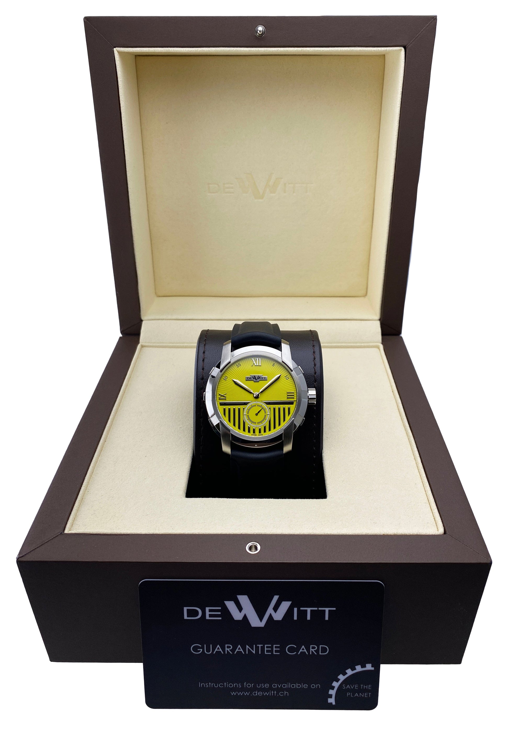 Dewitt Glorious Knight FTV.PTS.006.RPB Yellow Dial Mens Watch Box Papers - Watches