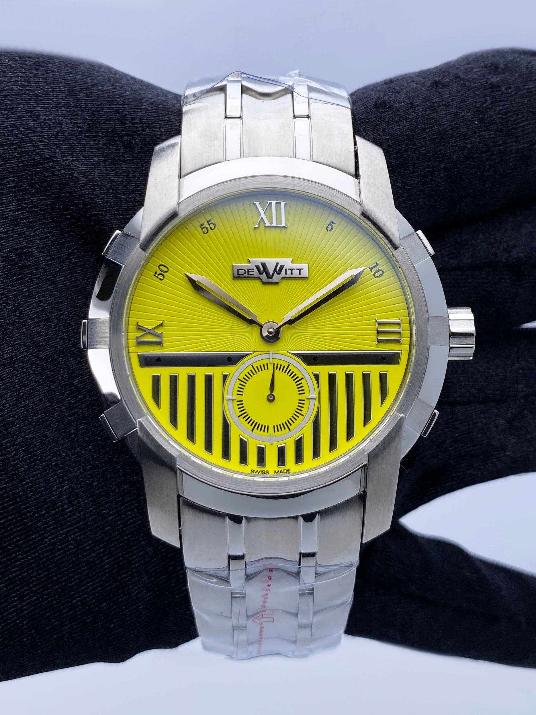 Dewitt Glorious Knight FTV.PTS.006.S Yellow Dial Mens Watch Box Papers - Watches