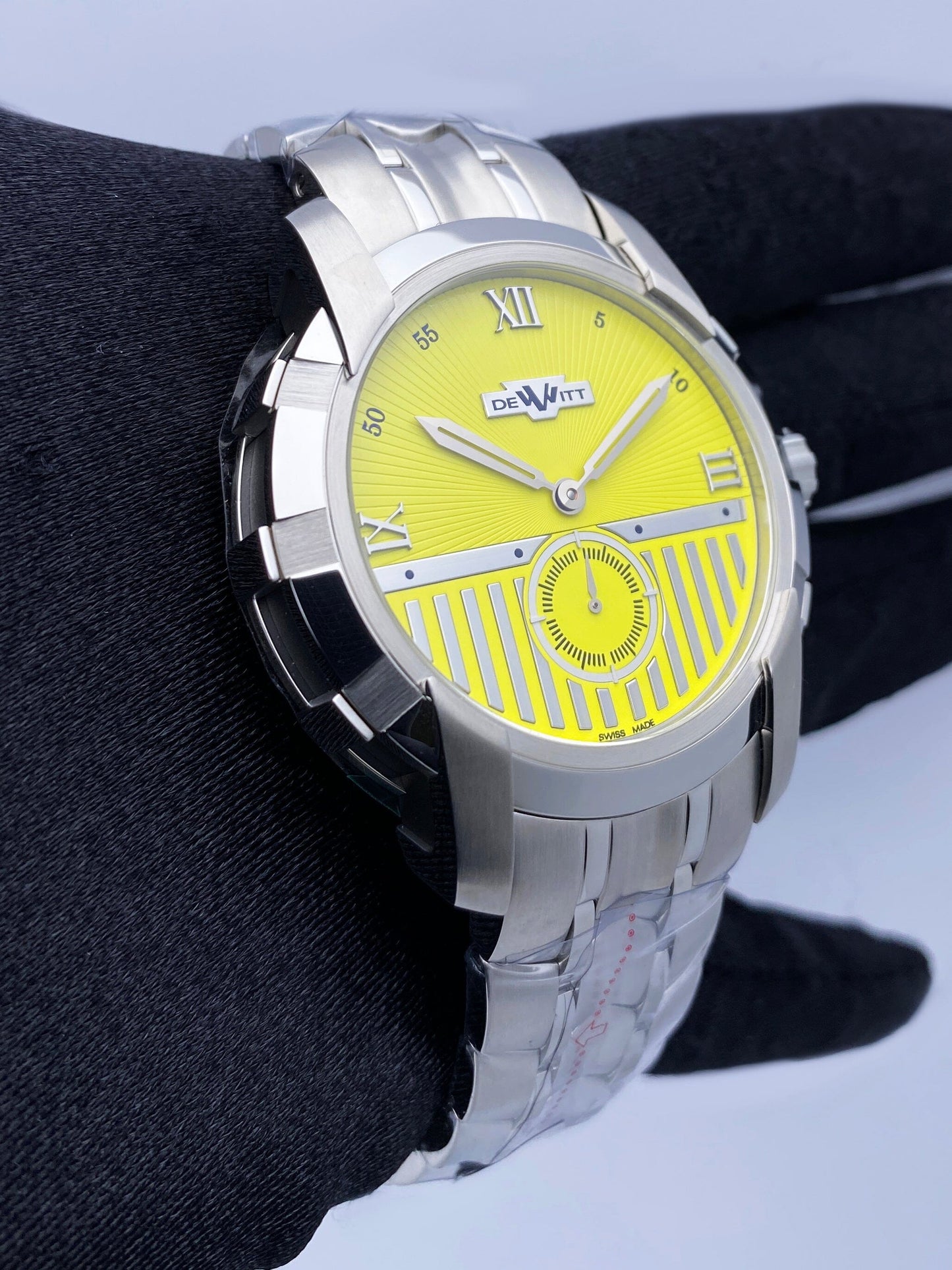 Dewitt Glorious Knight FTV.PTS.006.S Yellow Dial Mens Watch Box Papers - Watches