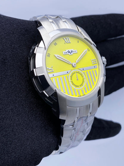 Dewitt Glorious Knight FTV.PTS.006.S Yellow Dial Mens Watch Box Papers - Watches