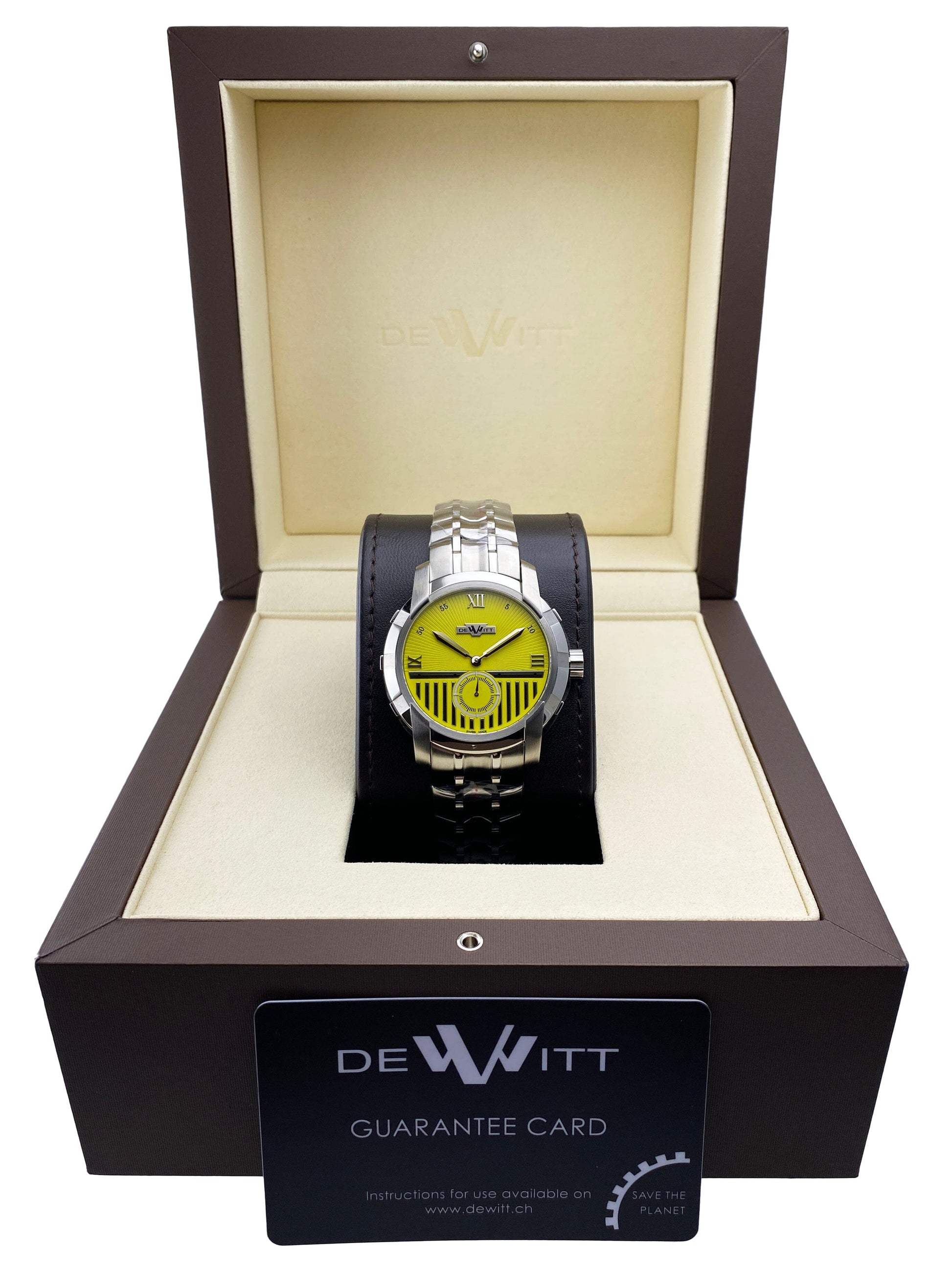 Dewitt Glorious Knight FTV.PTS.006.S Yellow Dial Mens Watch Box Papers - Watches