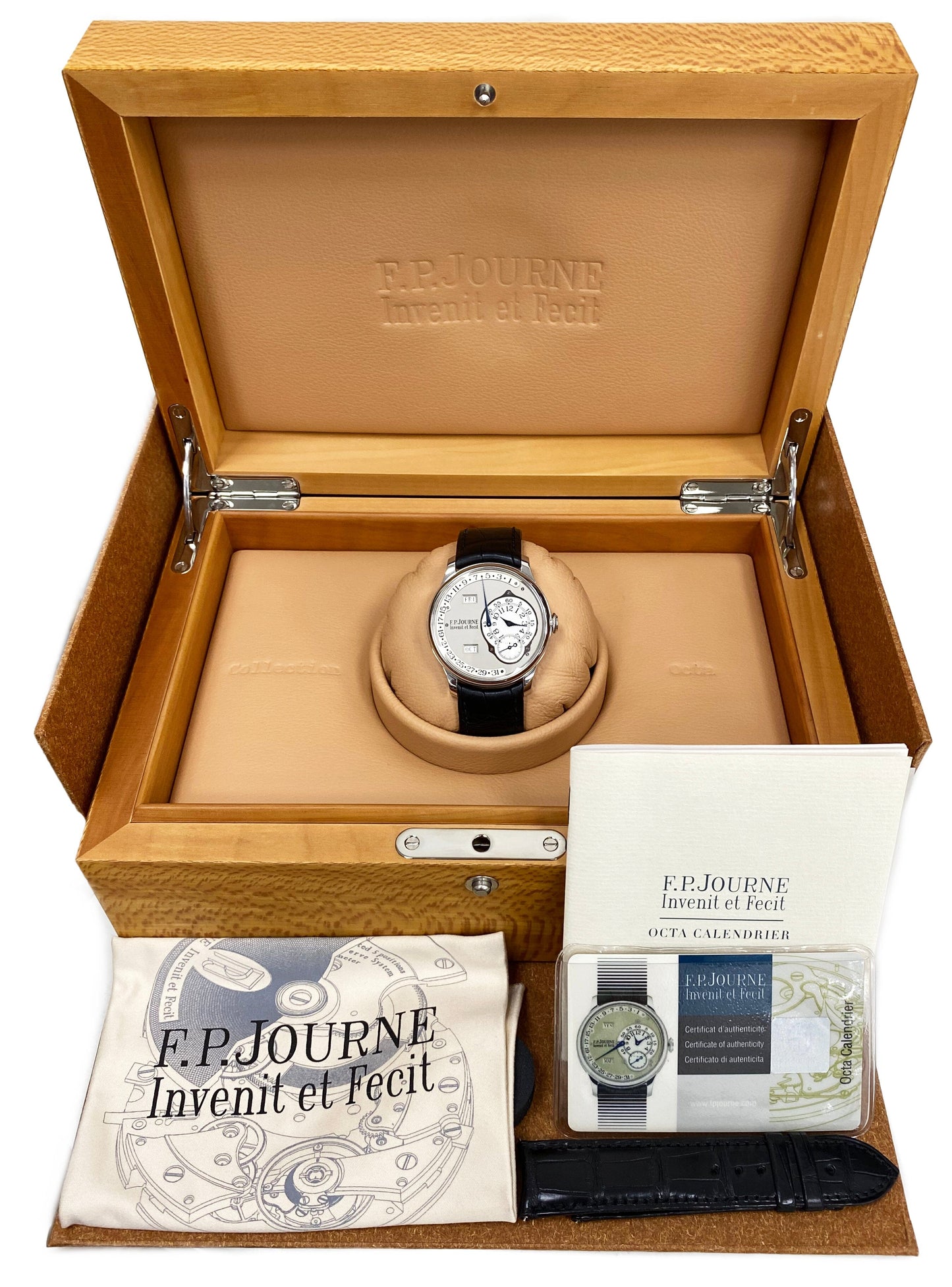 F.P.Journe Octa Calendrier 38mm Silver Dial Platinum Mens Watch Box Papers - Watches