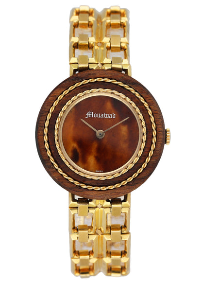 Gérald Genta Mouawad Wood Bezel 18K Yellow Gold Watch