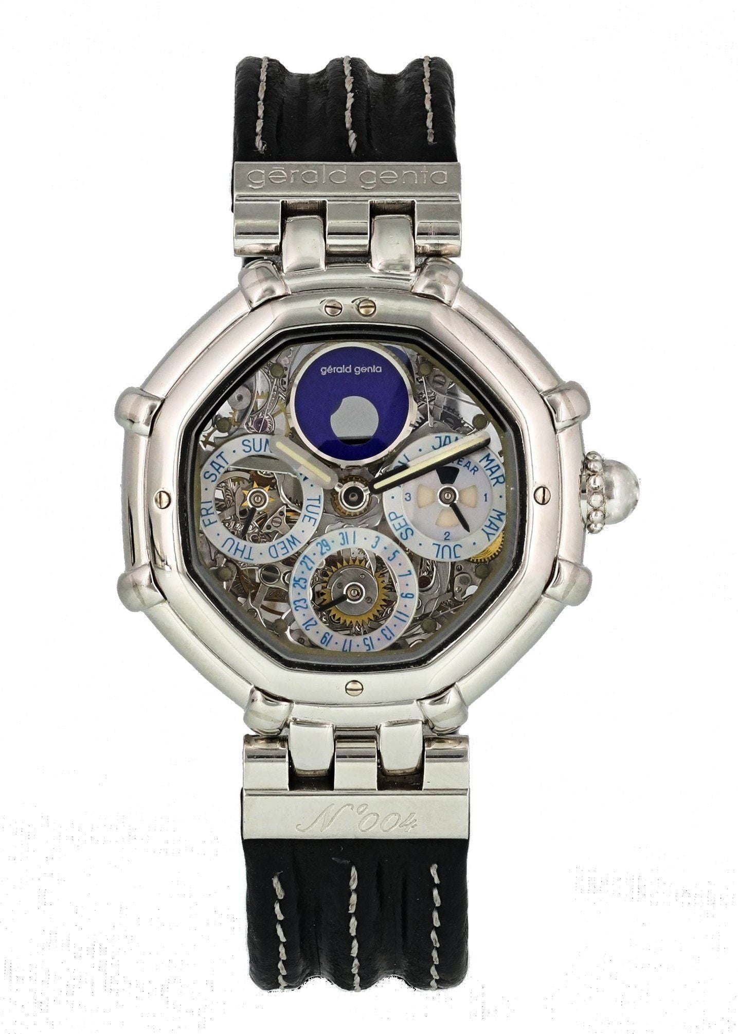 Gerald Genta Success Platinum perpetual calendar 3359.4 skeleton Mens Watch - Virtual