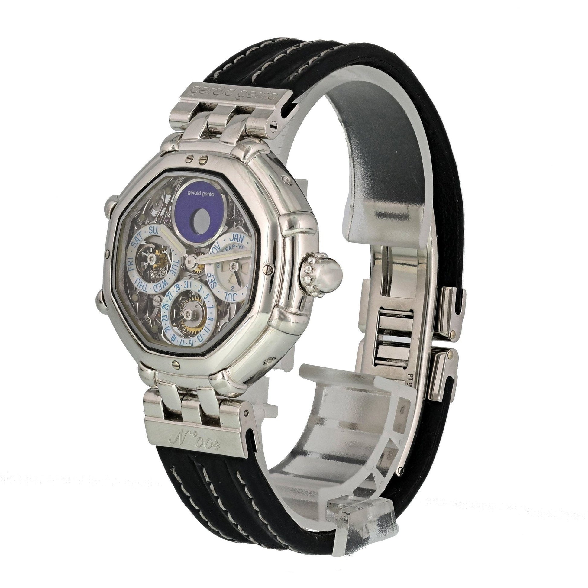 Gerald Genta Success Platinum perpetual calendar 3359.4 skeleton Mens Watch - Virtual